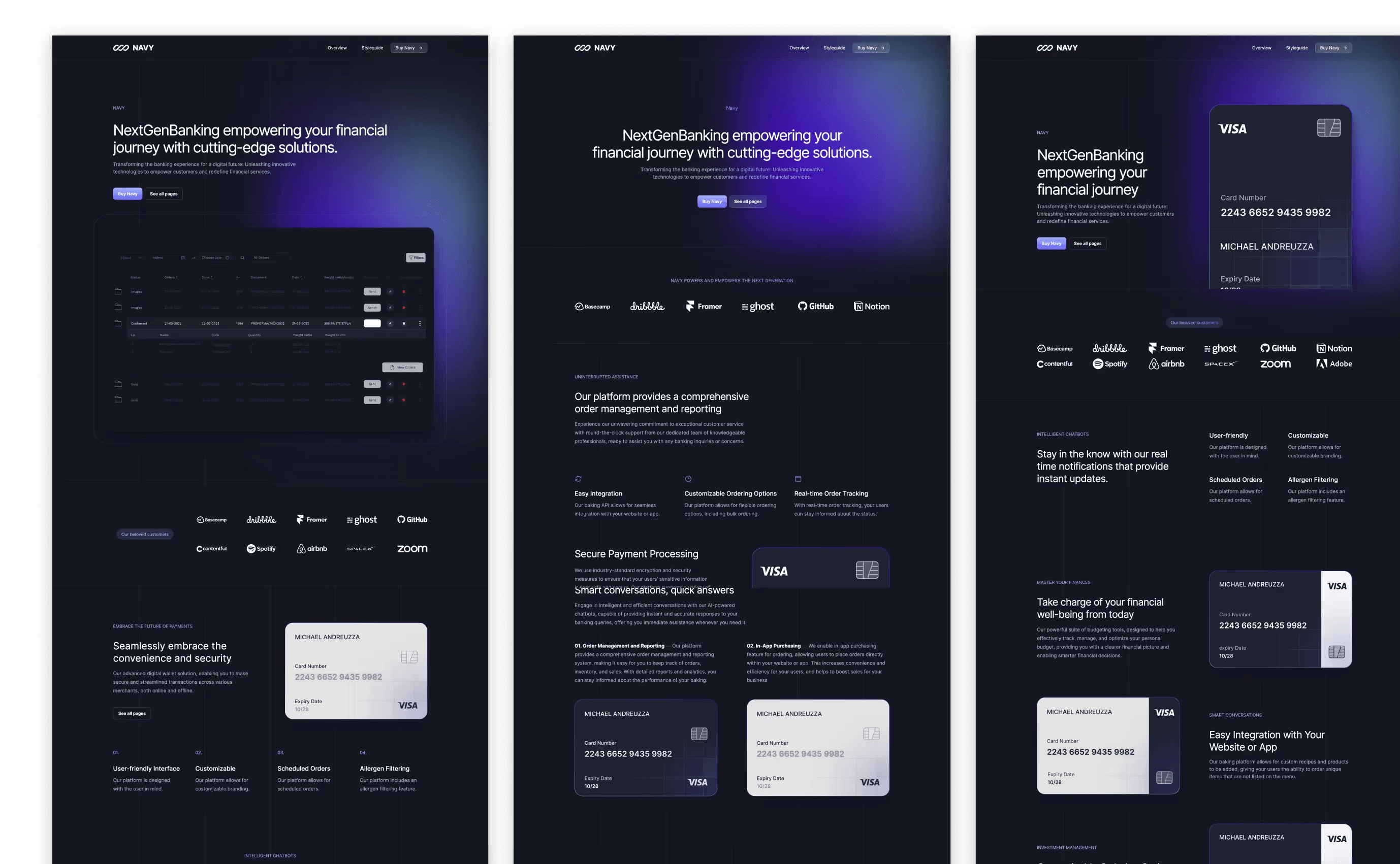 Navy UI Kit – Modern Dark Theme for SaaS and Banking Apps