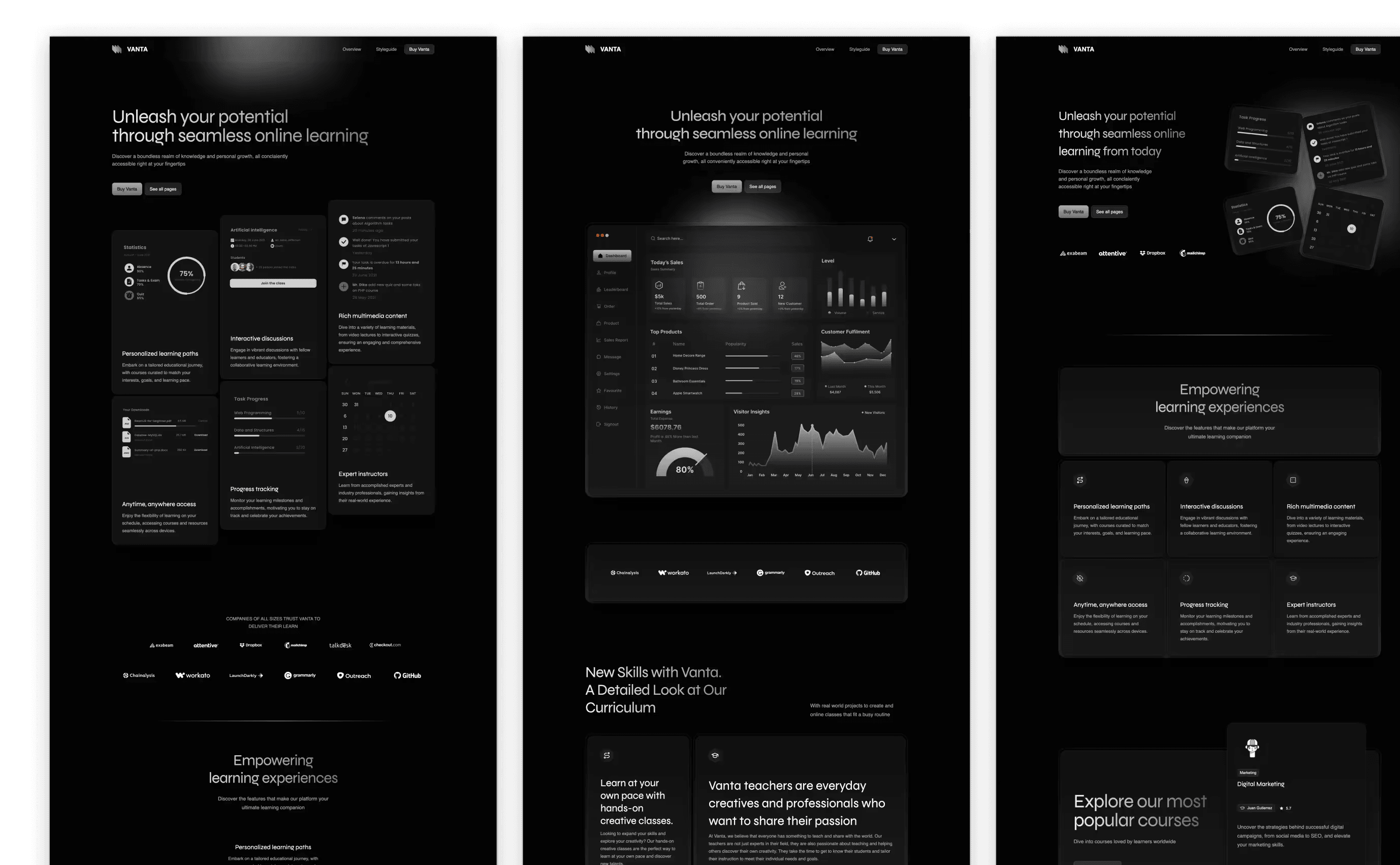 Vanta – Sleek Dark-Mode Theme for Online Education