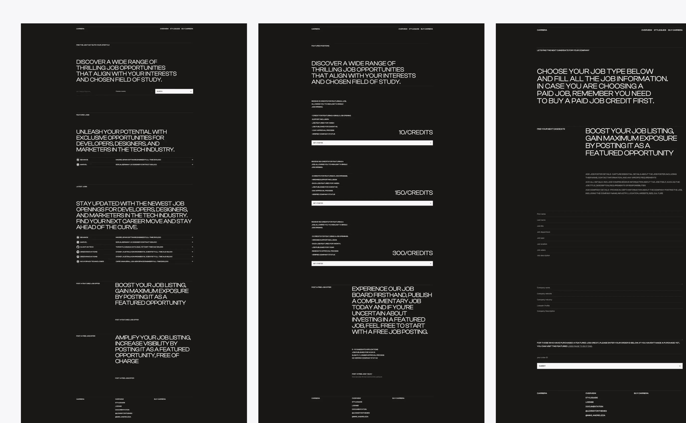 Carriera – Dark Theme Job Board Template