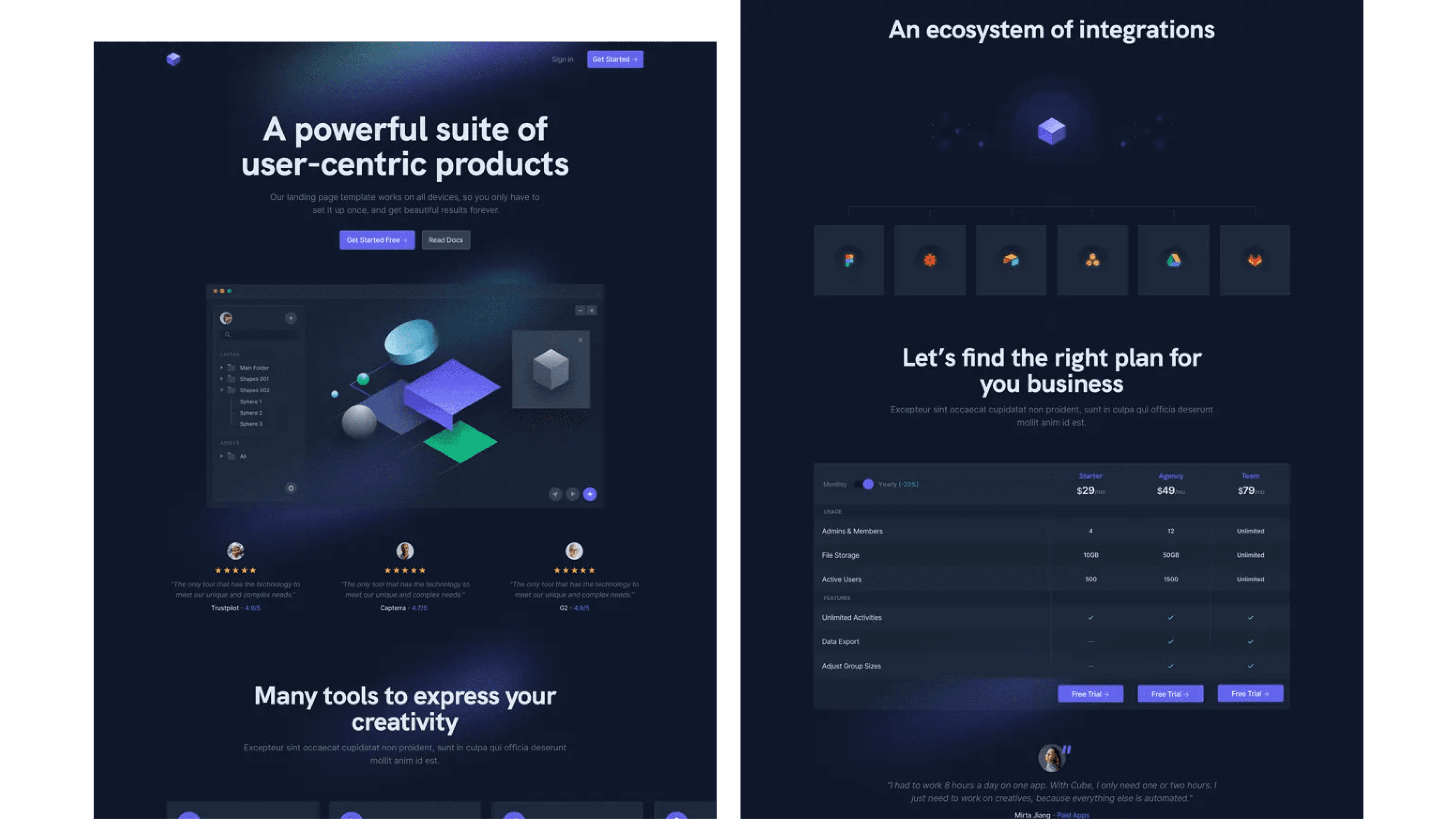 Cube – Modern Landing Page Template for Software and SaaS