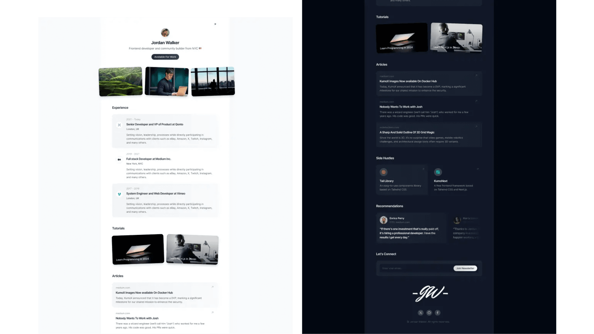 DevFolio - One-Page Portfolio for Developers | TailwindGoodies